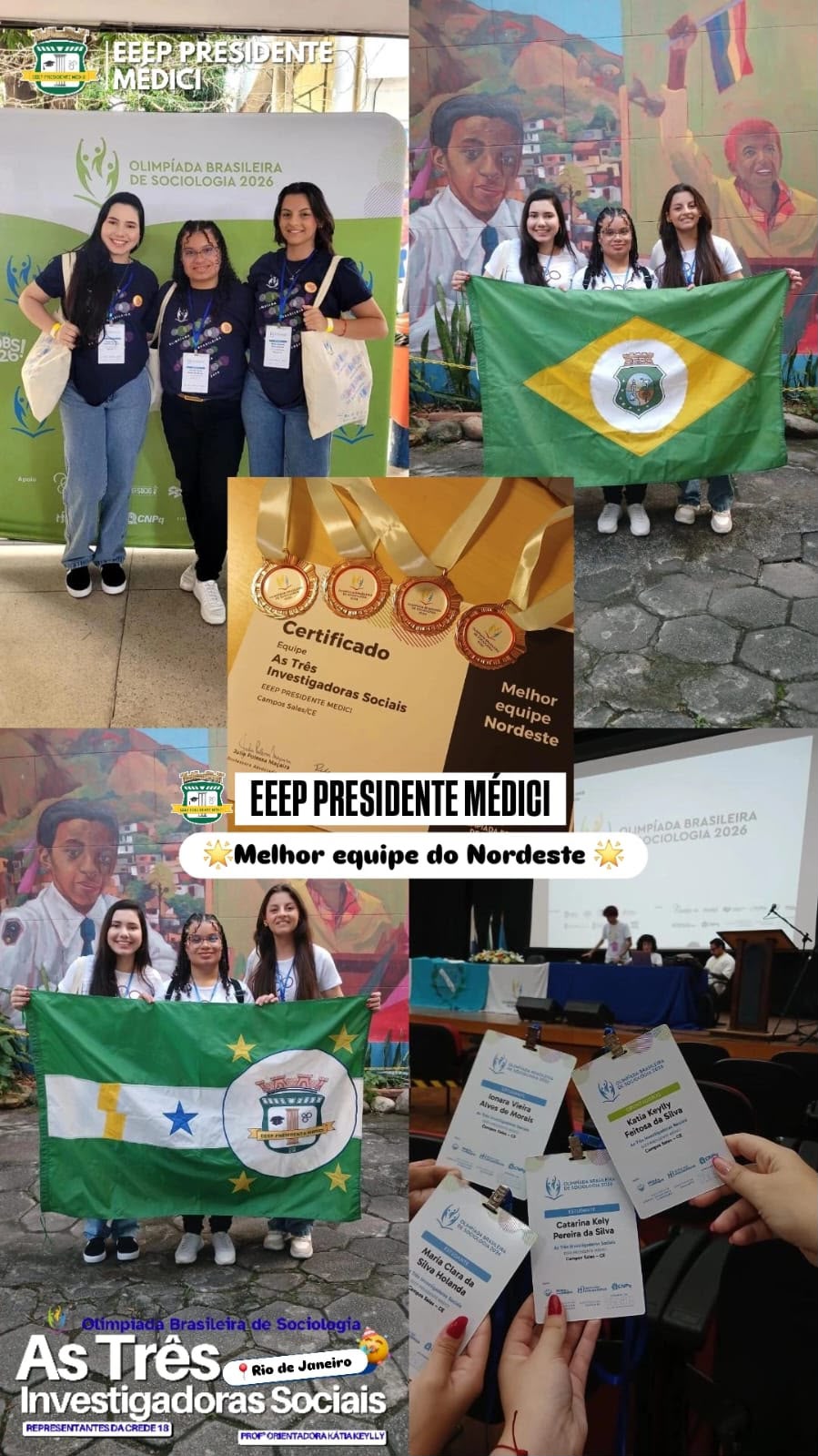 Alunas da EEEP Presidente Médici representam a região Nordeste na Olimpíada Brasileira de Sociologia